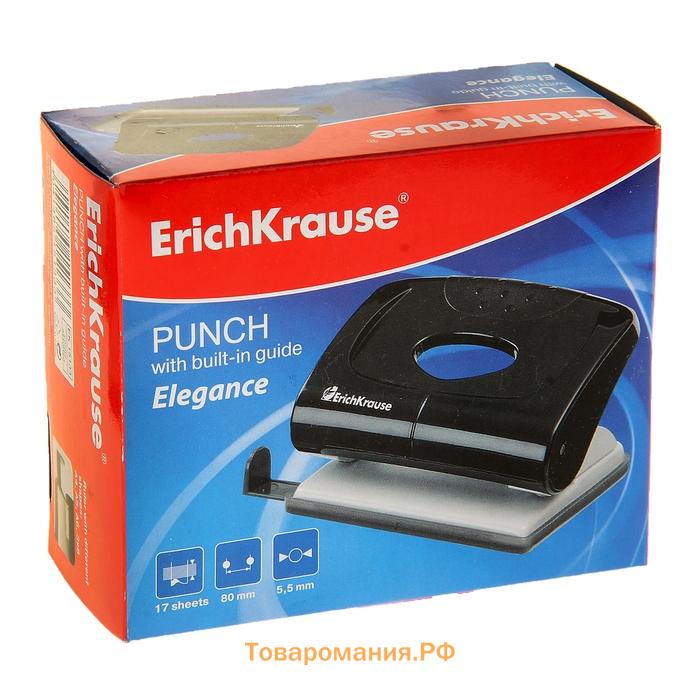 Дырокол ErichKrause Elegance, до 20 листов, диаметр прокола 5.5 мм, расстояние между проколами 80 мм, МИКС