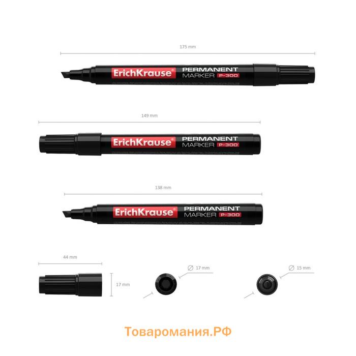 Маркер перманентный 0.5-4.6 мм, ErichKrause P-300, наконечник скошенный, чёрный