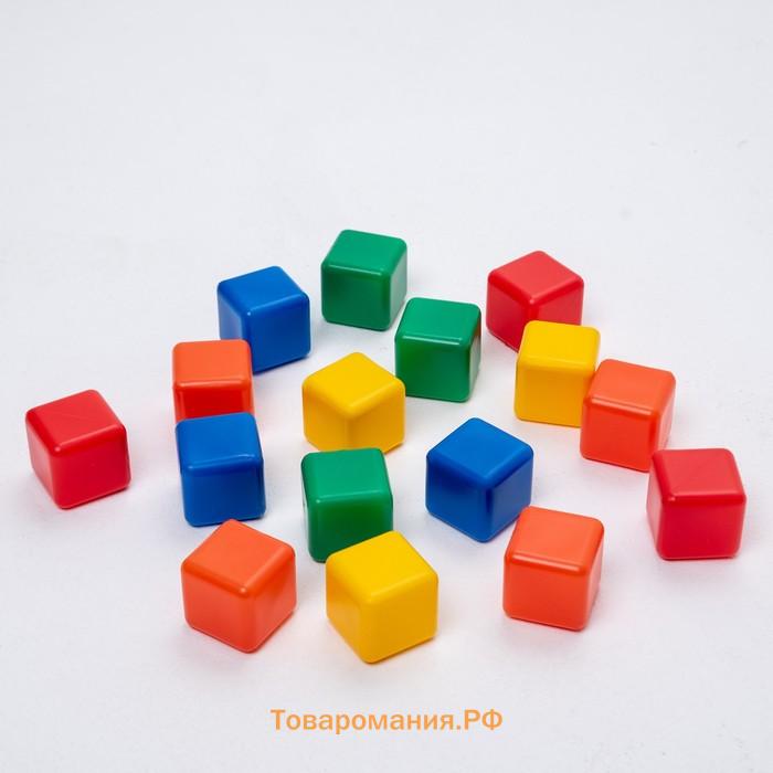 Кубики детские, пластиковые, цветные, 16 штук, 4 × 4 см