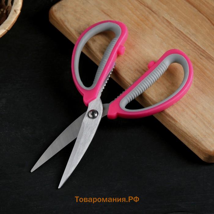 Ножницы кухонные  «Помощник», 19 см, зелёные