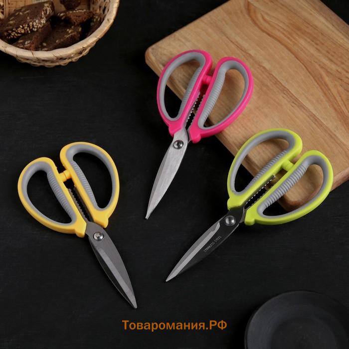 Ножницы кухонные  «Помощник», 19 см, зелёные