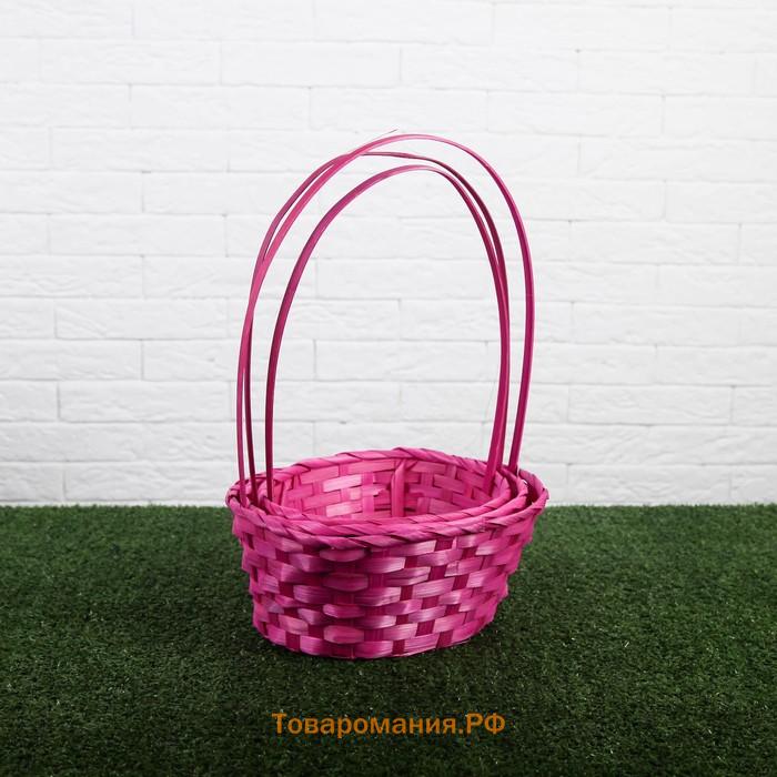 Набор корзин плетеных, бамбук, 22х18x10/34, 24х19x10/36, 27х21x10/38см, 3шт. Розовый