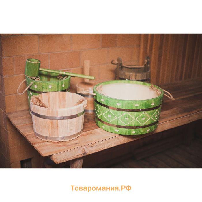 Ведро-запарник из липы, 10 л, нержавеющий обруч, ручка-веревка, "Добропаровъ"