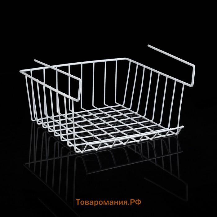Корзина сетчатая навесная на полку , 40×25.5×14 см, белая