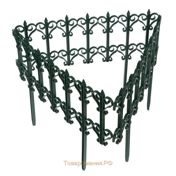Ограждение декоративное, 25 × 180 см, 5 секций, пластик, зелёное, «Классика»