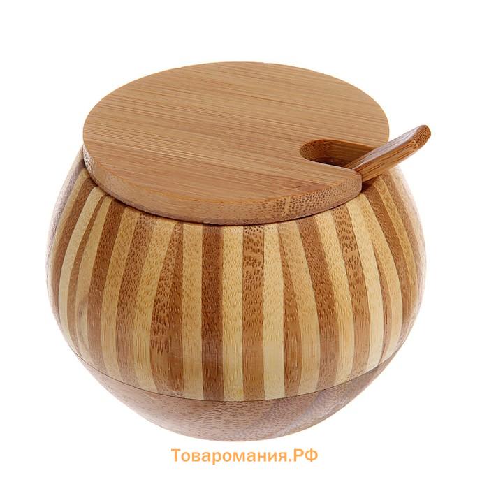 Сахарница  «Полосы», 130 мл, 8.5×7 см, с ложкой