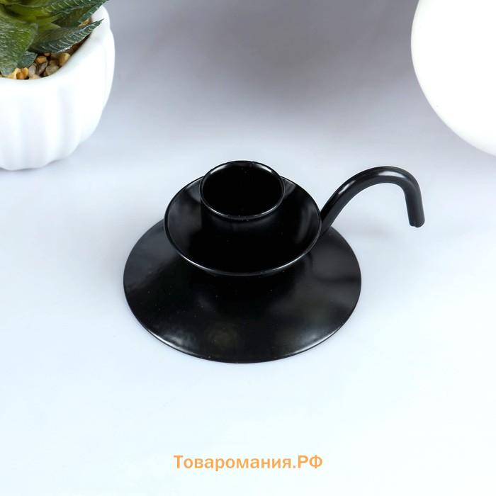 Подсвечник "Ретро" металл на 1 свечу, 10х4 см, чёрный муар
