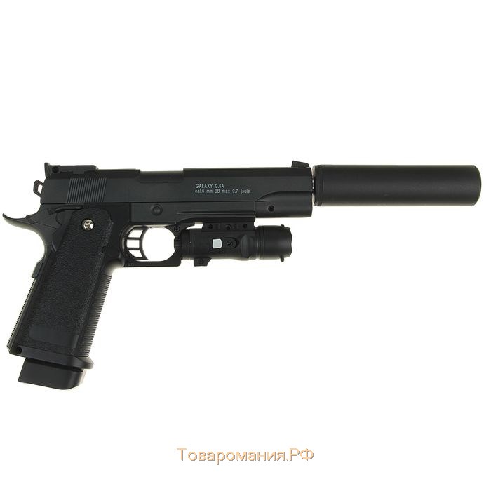 Пистолет страйкбольный "Galaxy" Colt 11PD, с глушителем, с лазерным прицелом, кал. 6 мм