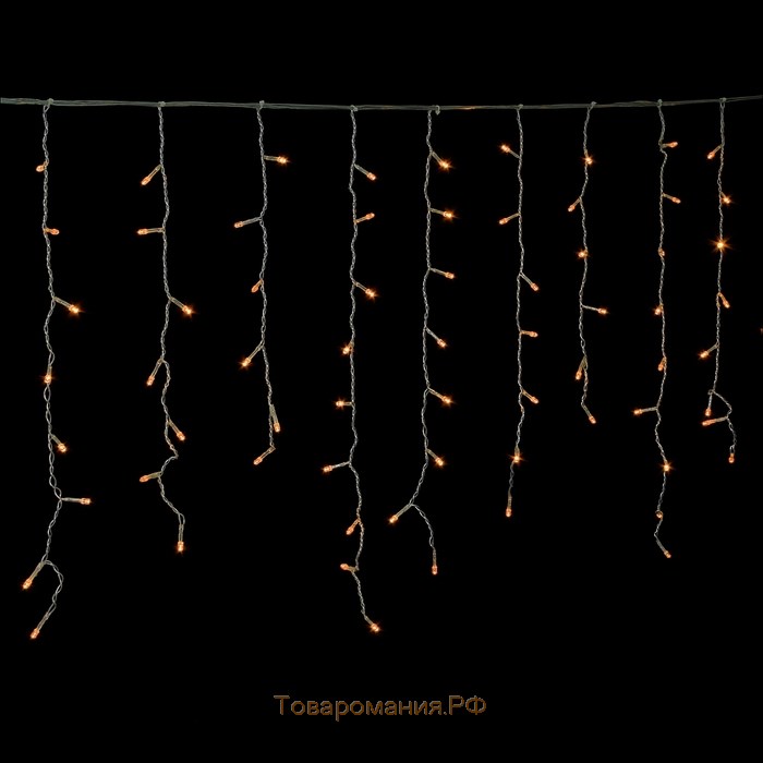 Гирлянда «Бахрома» 3 × 0.6 м, IP44, УМС, прозрачная нить, 160 LED, свечение жёлтое, 220 В