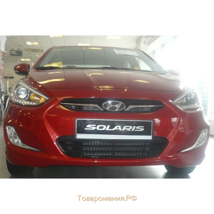 Сетка на бампер внешняя для HYUNDAI Solaris 2011-2014, черн., 15 мм