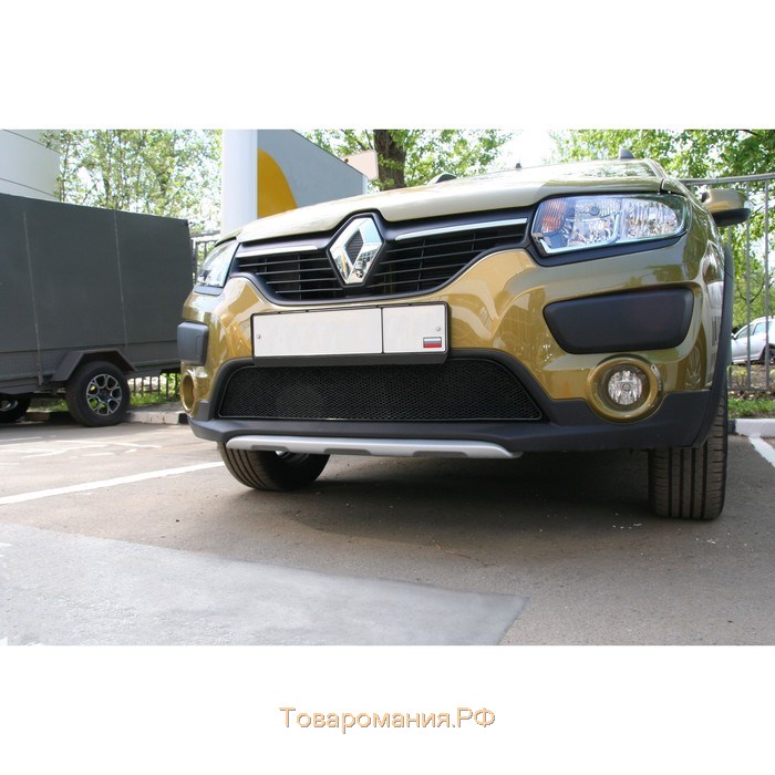 Сетка на бампер внешняя для RENAULT Sandero Stepway 2014-2016, черн., 15 мм