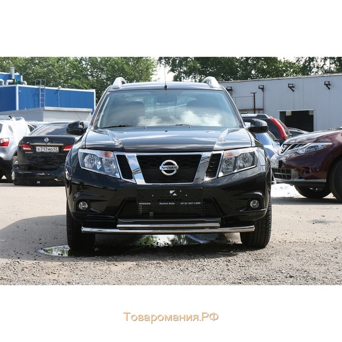 Защита переднего бампера труба d60/42 двойная, Nissan Terrano 2014-