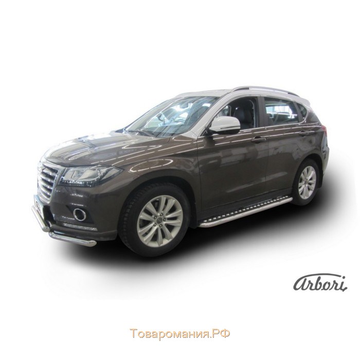 Защита штатных порогов Arbori d57 с листом Haval H2 2014-