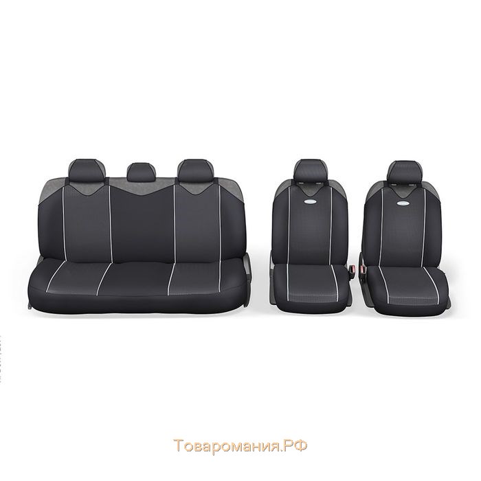 Чехол-майка AUTOPROFI CARBON PLUS CRB-902P BK/GY, закрытое сиденье, полиэстер под карбон, 9 предметов, цвет чёрный/серый