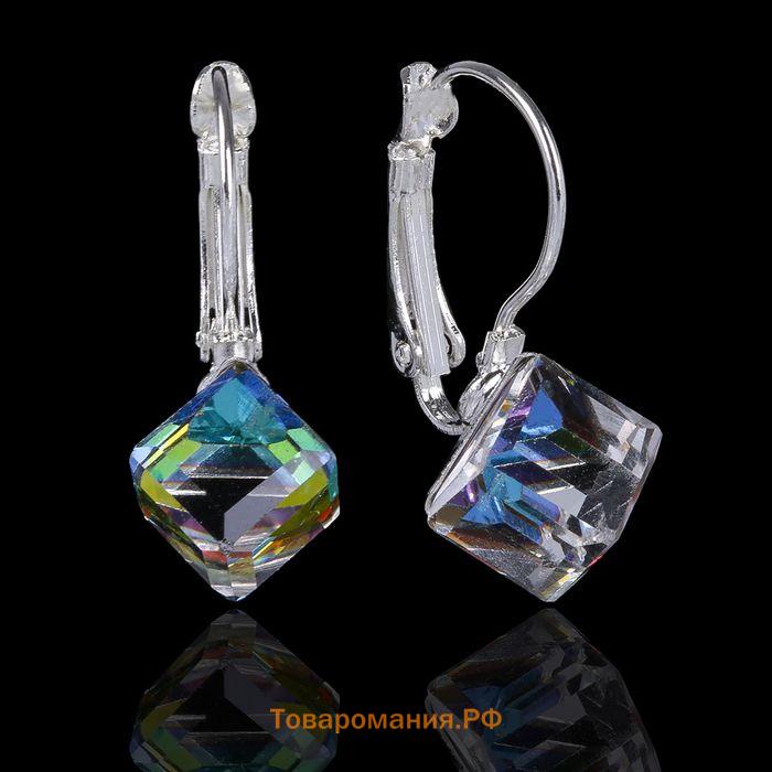 Серьги со стразами «Радужный день» кубик, миксы