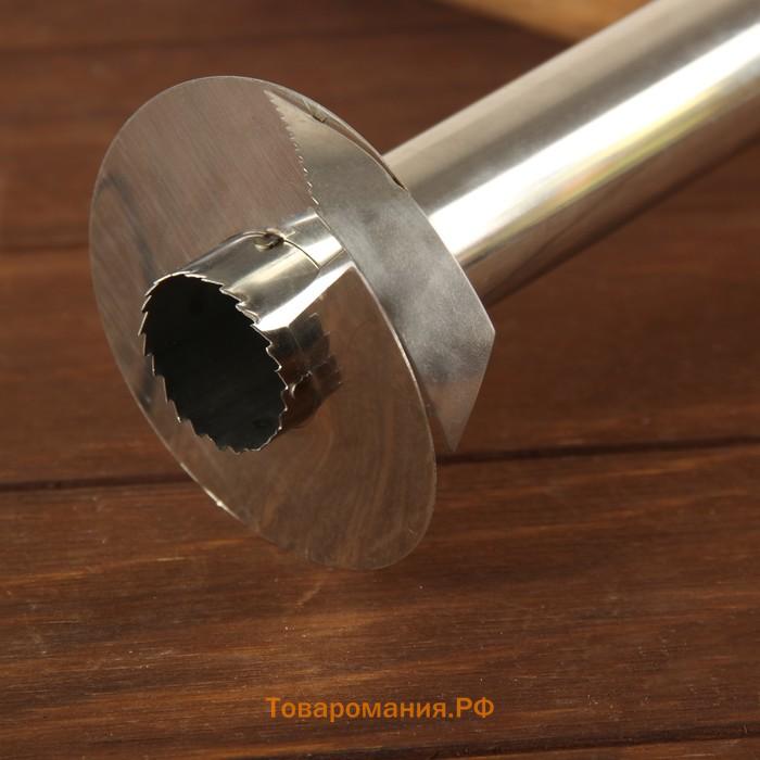 Нож фигурный для ананаса/нарезки фруктов, 9×25 см, чёрный