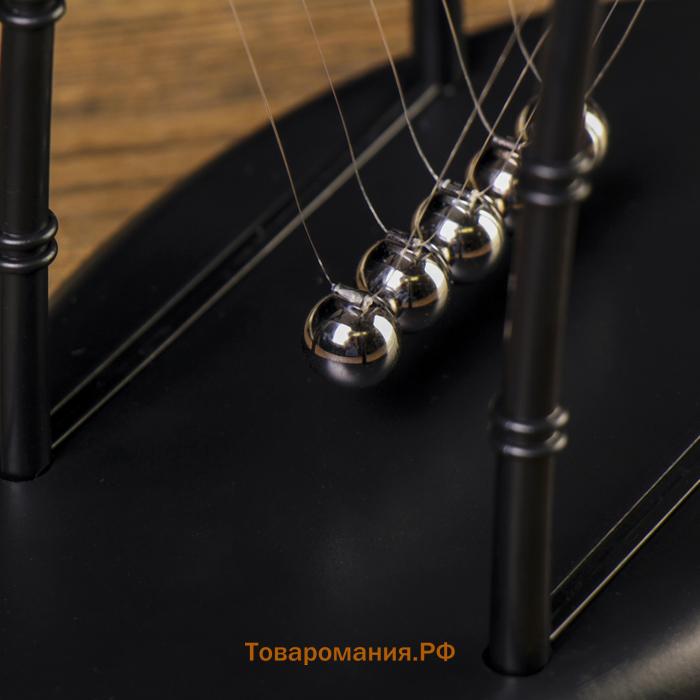 Маятник настольный антистресс «Шары Ньютона. Колыбель техно», бамбук чёрный, 14×18×11 см