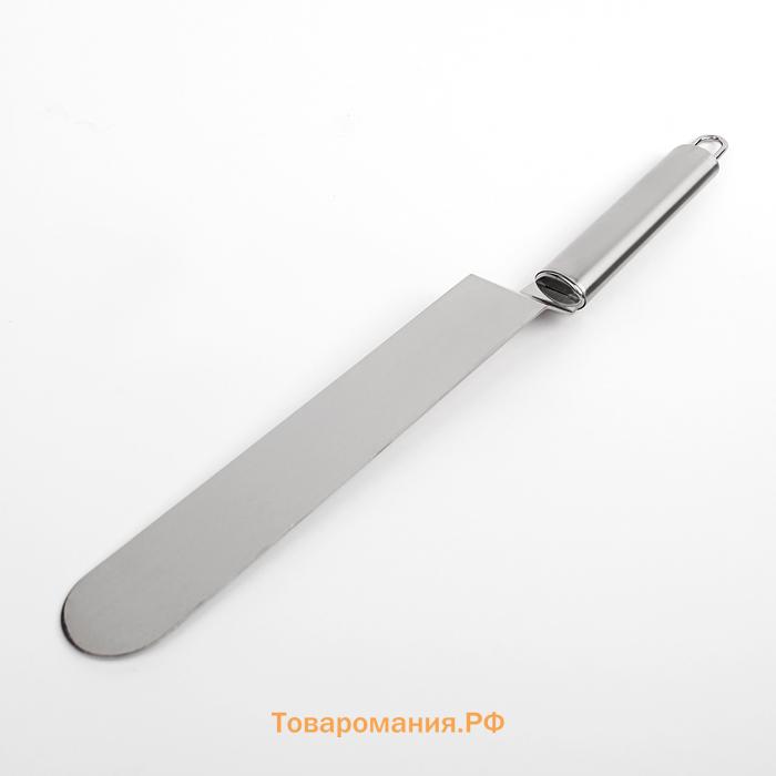 Кондитерская лопатка - палетка изогнутая , 31.5×3 см, рабочая часть 19.2 см, серебристая