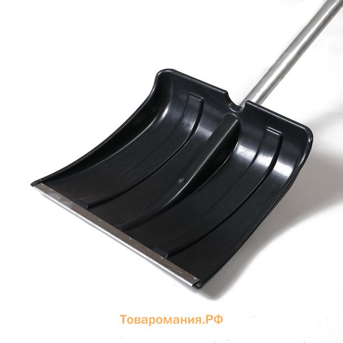Лопата для уборки снега, пластиковый ковш 380×380 мм, алюминиевая планка, алюминиевый черенок, «Снеговик»
