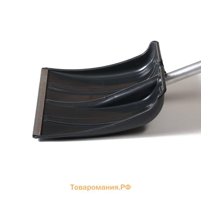 Лопата для уборки снега, пластиковый ковш 380×380 мм, алюминиевая планка, алюминиевый черенок, «Снеговик»