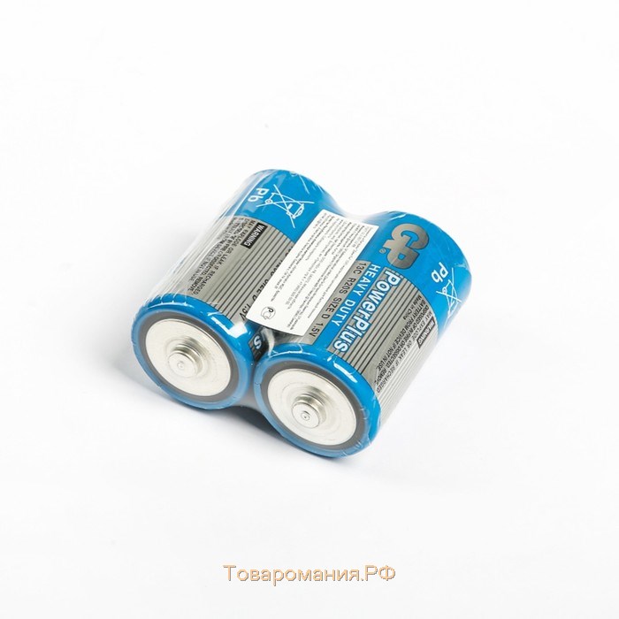 Батарейка солевая GP PowerPlus Heavy Duty, D, R20-2S, 1.5В, спайка, 2 шт.