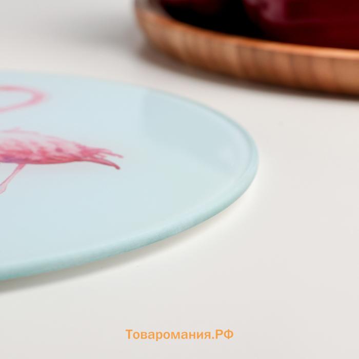 Доска разделочная  «Влюблённые фламинго», d=20 см