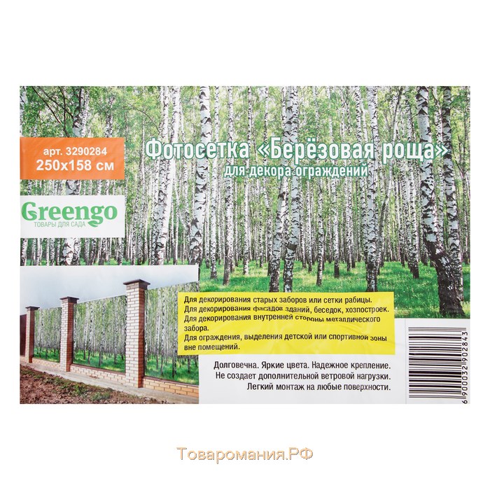 Фотобаннер, 250 × 200 см, с фотопечатью, люверсы шаг 1 м, с люверсами, «Берёзовая роща», Greengo