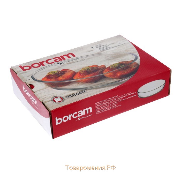 Форма овальная для запекания и выпечки из жаропрочного стекла Borcam, 1,5 л, 18×26 см, без крышки