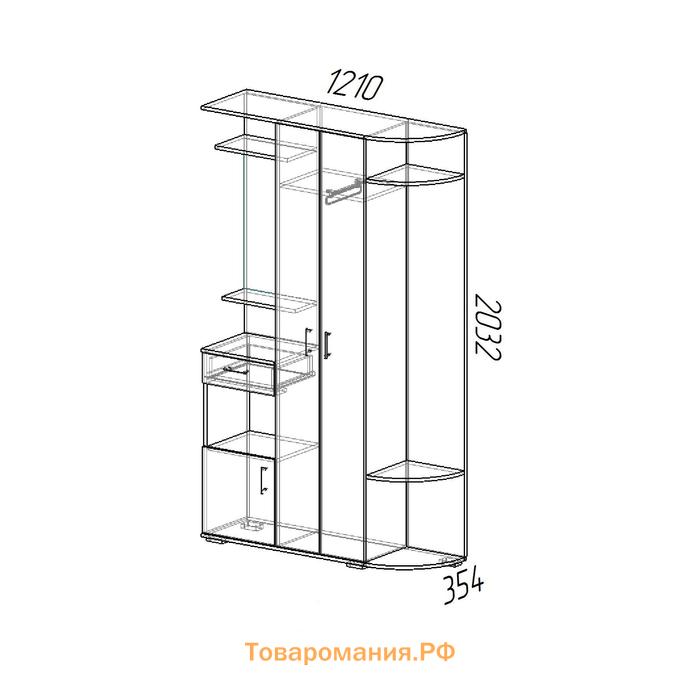 Прихожая Виза, 1210х354х2032, Венге/Лоредо