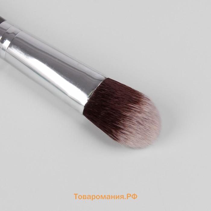 Кисть для макияжа «Brush GRAPHITE», 17 (± 1) см, цвет тёмно-серый/серебристый