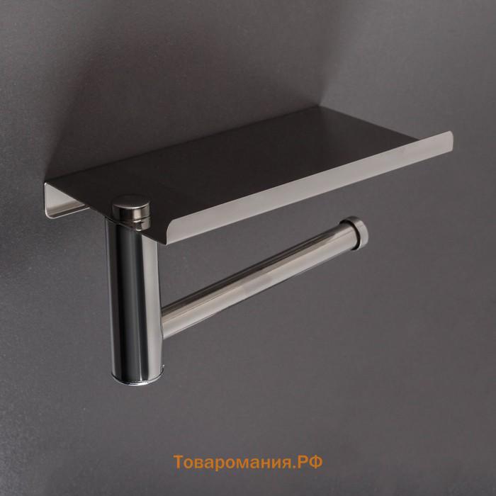 Держатель для туалетной бумаги с полочкой, 18×10×9 см, хромированный