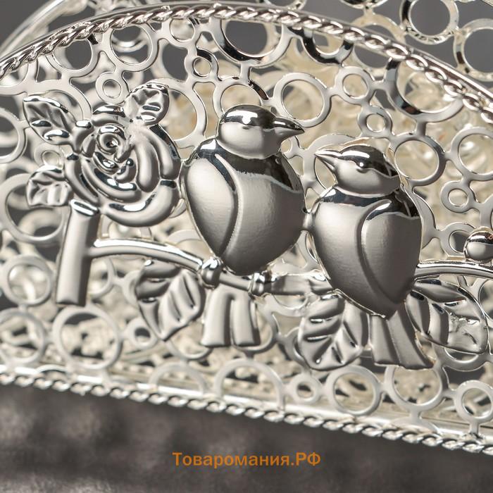 Салфетница декоративная «Птицы», 14×4.5×8.5 см, серебристая