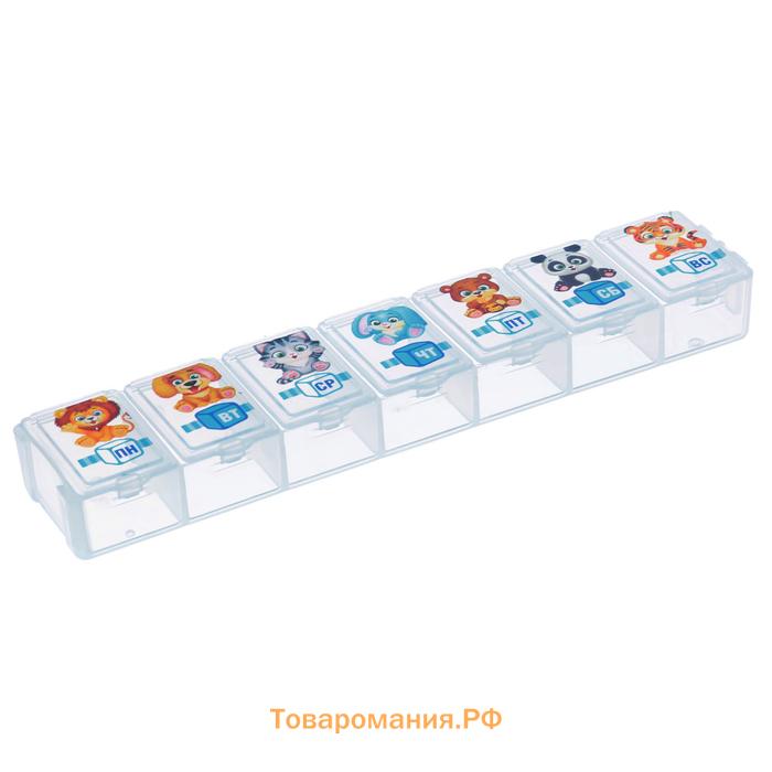 Таблетница «Для малыша», 7 секций, русские буквы, 15.5×3.4 см