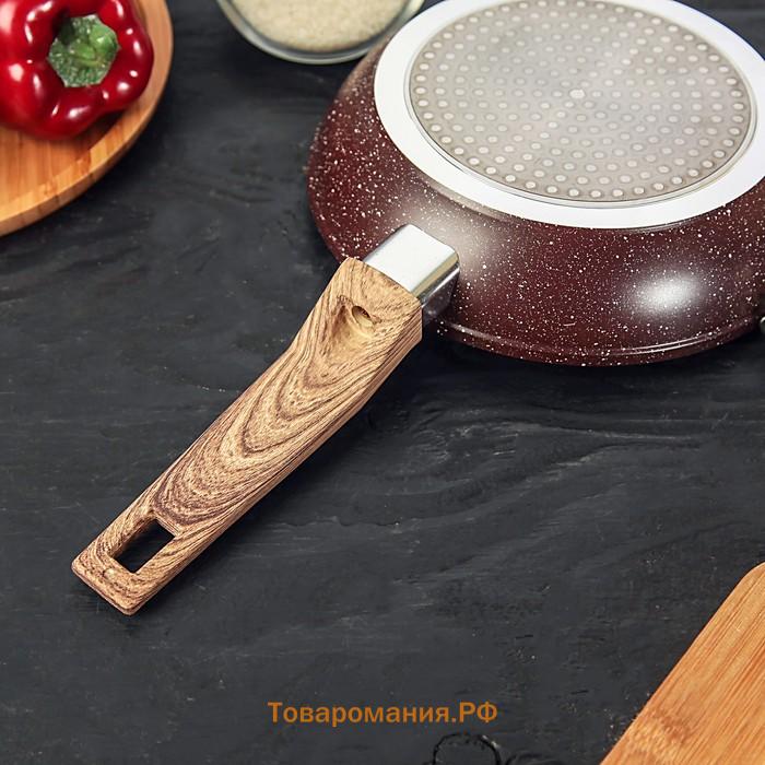 Сковорода кованая Magistro Natural. Brown, d=20 см, ручка soft-touch, антипригарное покрытие, индукция, коричневая