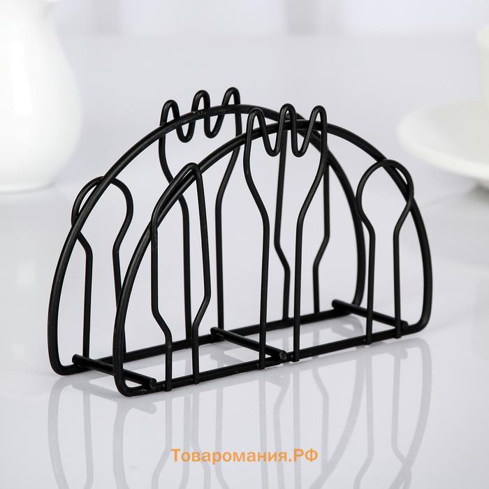 Салфетница  «Столовые приборы»,13×3.5×8 см, чёрная
