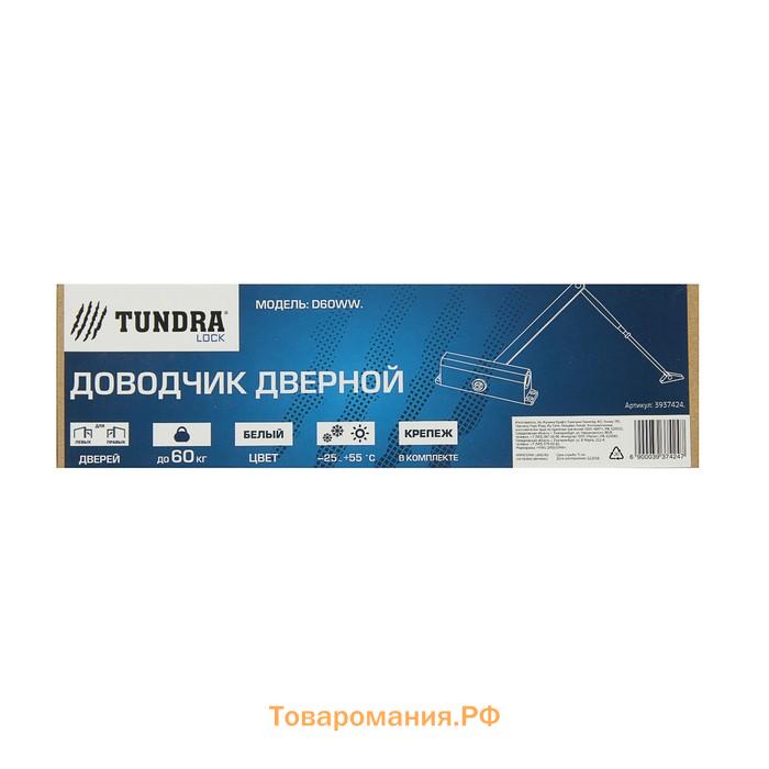 Доводчик дверной ТУНДРА D60WW, до 60 кг, белый