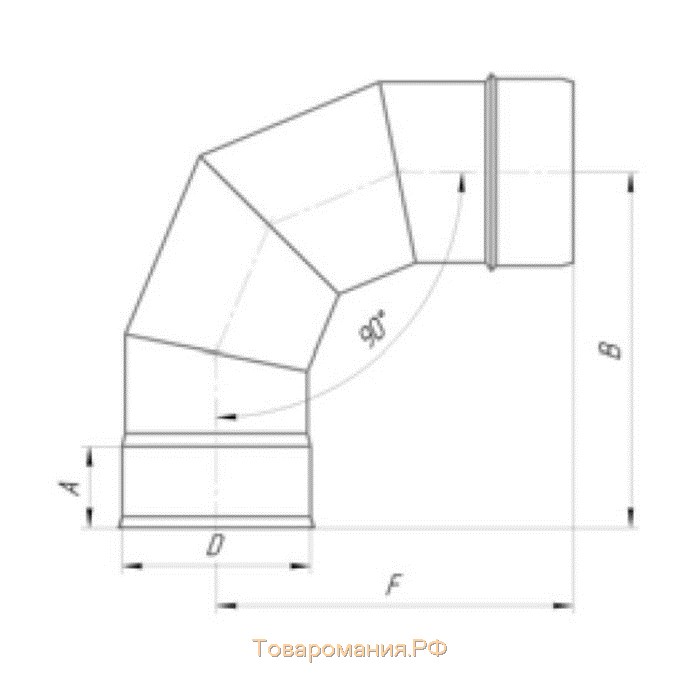 Отвод 90°, d 130 мм, нержавейка 1.0 мм