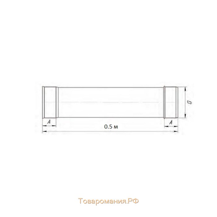 Труба 0.5 м, d 100 мм, нержавейка 0.5 мм