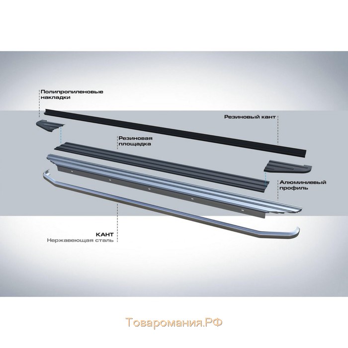 Пороги на автомобиль "Premium" Rival для Honda Pilot III 2016-2019, 180 см, 2 шт., алюминий, A180ALP.2105.1