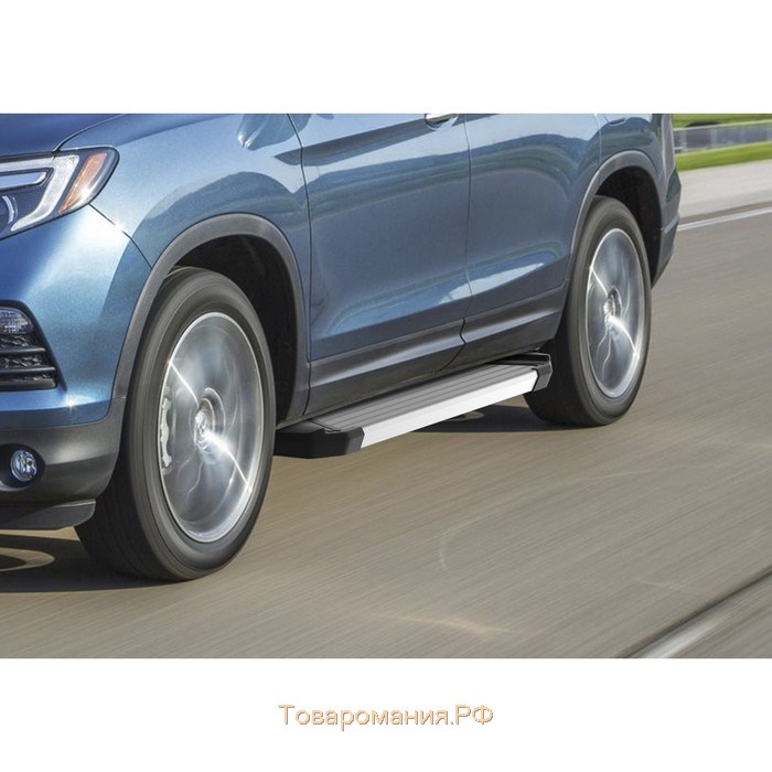 Пороги на автомобиль "Silver" Rival для Honda Pilot III 2016-2019, 180 см, 2 шт., алюминий, F180AL.2105.1