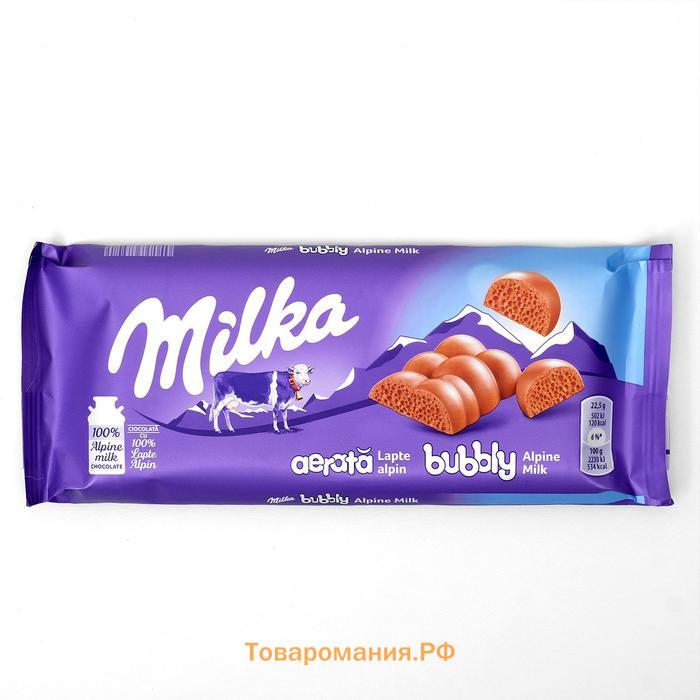 Молочный шоколад с пузырьками Milka Bubbly Milk Chocolate, 90 г