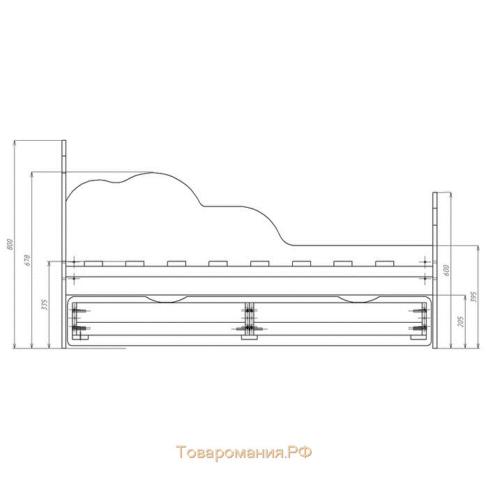 Кровать детская «Облака №1», 700х1400 мм, цвет белый/светло-розовый