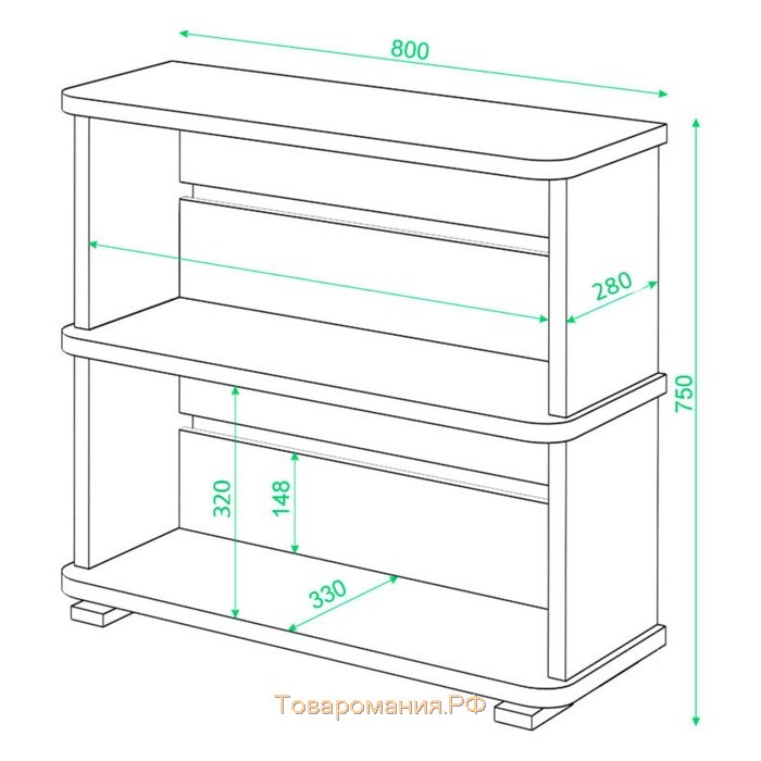 Стеллаж, 800 × 330 × 750 мм, цвет венге