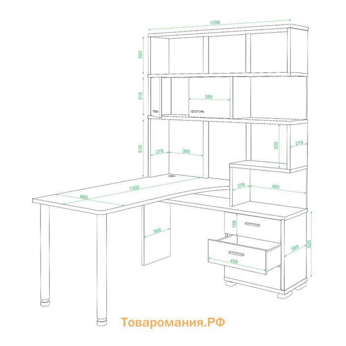 Стол СР-420/130, угол правый, 1300 × 1300 × 1990 мм, цвет венге