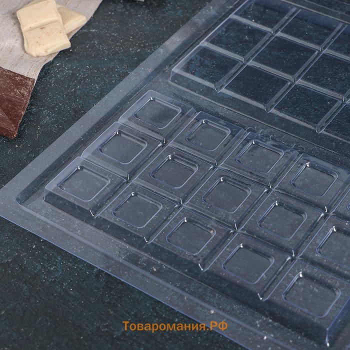 Форма для шоколада «Дольки», пластик, 26.5×21×1 см, 2 ячейки 17.5×10.5, прозрачная
