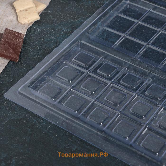 Форма для шоколада «Дольки», пластик, 26.5×21×1 см, 2 ячейки 17.5×10.5, прозрачная