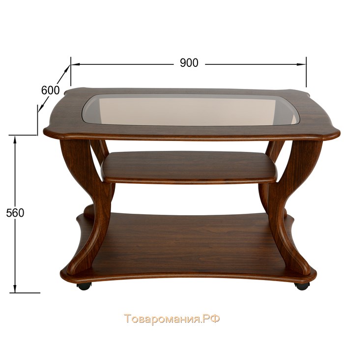 Стол журнальный «Маэстро», со стеклом сжс-02, 900 × 600 × 560 мм, цвет орех
