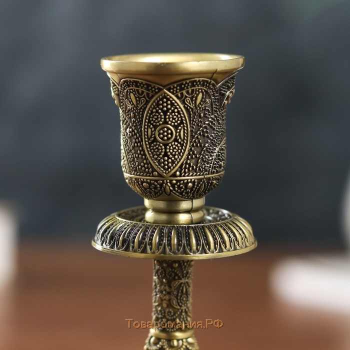 Металлический подсвечник на 1 свечу «Раджа», бронза, 16.5×8×8 см