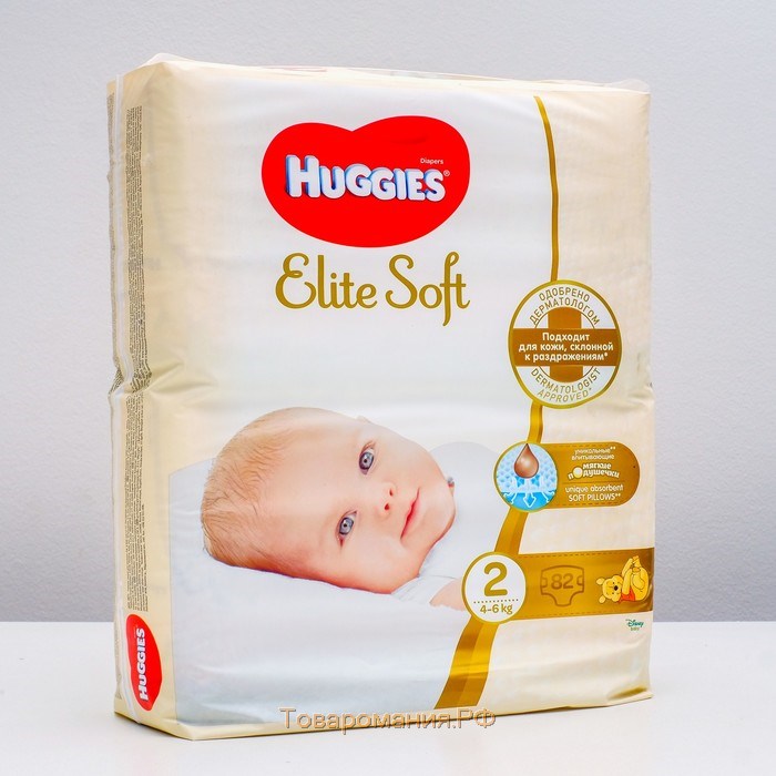 Подгузники "Huggies" Elite Soft 2, 4-6кг, 82 шт