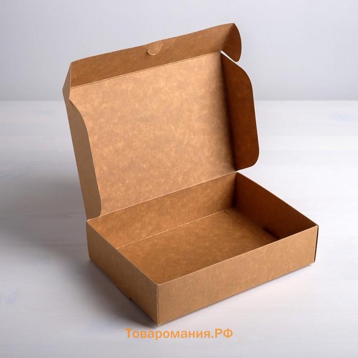 Коробка подарочная складная крафтовая, упаковка, «Gift box», 21 х 15 х 5 см